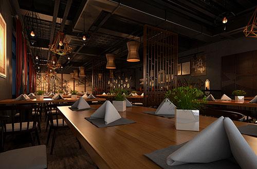 石龙镇简约大气中式风格餐厅设计装修效果图
