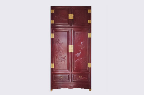 石龙镇高端中式家居装修深红色纯实木衣柜