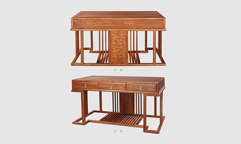 石龙镇 别墅中式家居书房装修实木书桌效果图