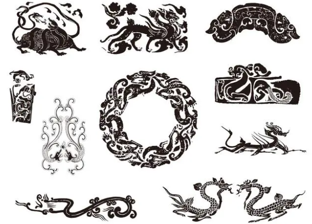 石龙镇龙纹和凤纹的中式图案